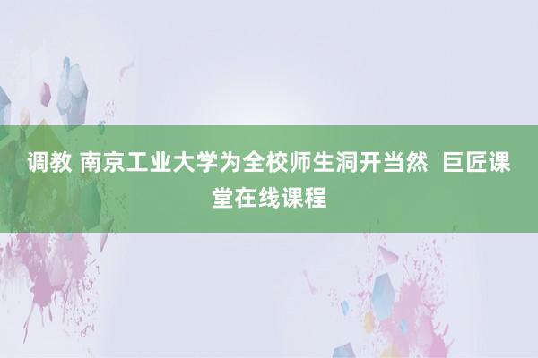 调教 南京工业大学为全校师生洞开当然  巨匠课堂在线课程