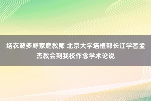 结衣波多野家庭教师 北京大学培植部长江学者孟杰教会到我校作念学术论说